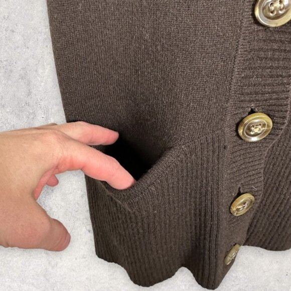 DVF 100% Cashmere Chocolate Brown Cardigan Knit Sweater V-Neck Size‎ XS or P Rib - Picture 5 of 10